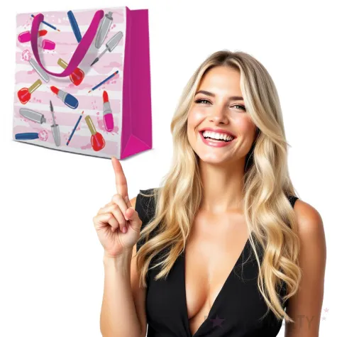 torebka prezentowa atrybuty kostmetyczki paw 17x17 cm