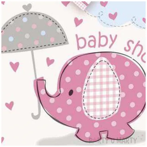 torebka prezentowa baby shower slonik rozowa unique 32x26 cm