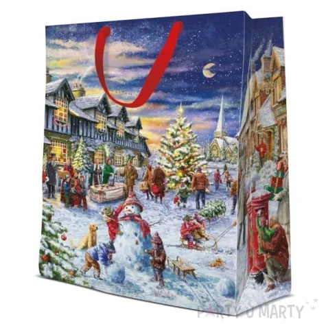 torebka prezentowa balwan boze narodzenie kolorowa paw 33 5x26 5x13 cm