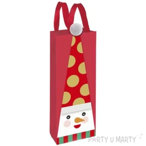 torebka prezentowa balwanek czerwona partypal 34x12x10 cm