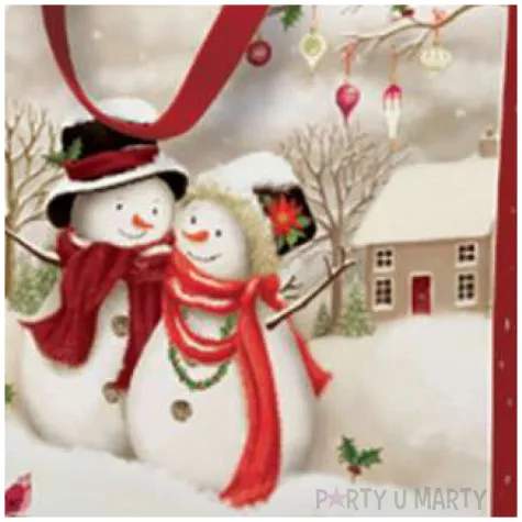 torebka prezentowa balwanki bialo czerwona paw 20x25 cm