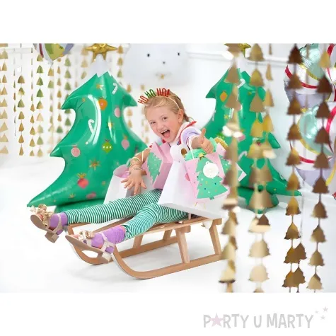 torebka prezentowa choinka swiateczna rozowy partydeco 20x14 cm