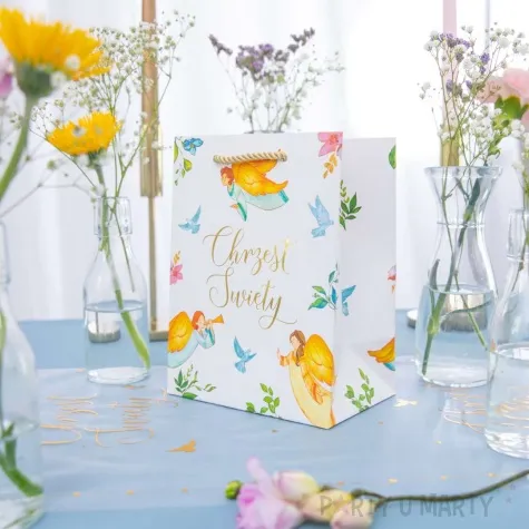 torebka prezentowa chrzest swiety anioly golebie partypal 20x15x10 cm