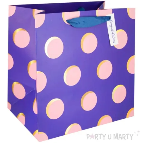 torebka prezentowa congratulations grochy rozowe partypal 30x30 cm