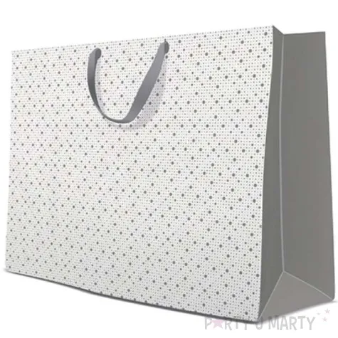 torebka prezentowa desen z kropek paw 54x44 cm