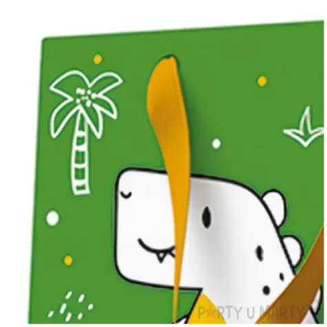 torebka prezentowa dinozaur zielony paw 17 x 17 x 6 cm