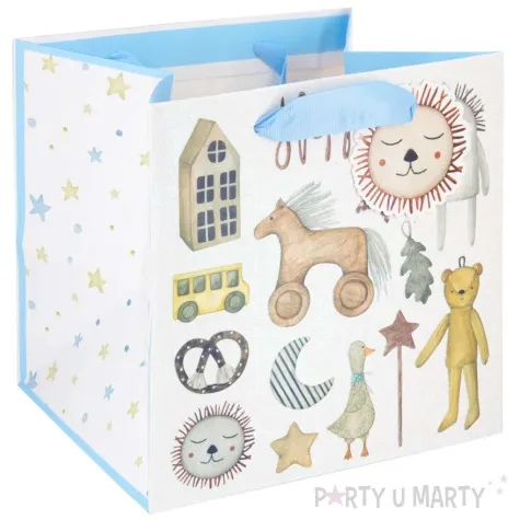 torebka prezentowa dzieciece atrybuty kon blekitny partypal 30 x 30 x 20 cm