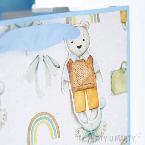 torebka prezentowa dzieciece atrybuty tecza blekitny partypal 30 x 30 x 20 cm