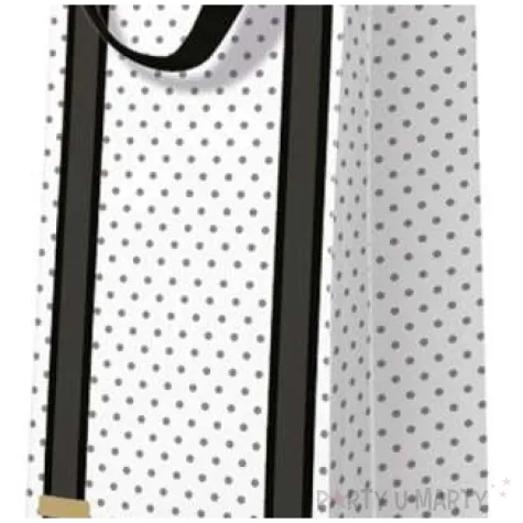 torebka prezentowa elegant bialo czarna paw 12x37 cm