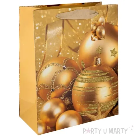 torebka prezentowa golden christmas bombki partypal 32x26 cm