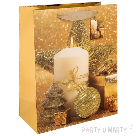 torebka prezentowa golden christmas swieczka partypal 50x38 cm