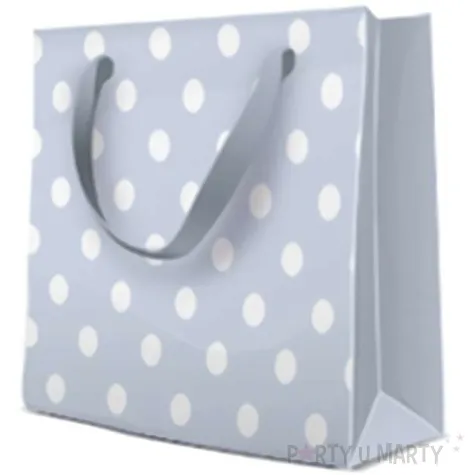 torebka prezentowa grochy blekitna paw 17x17 cm