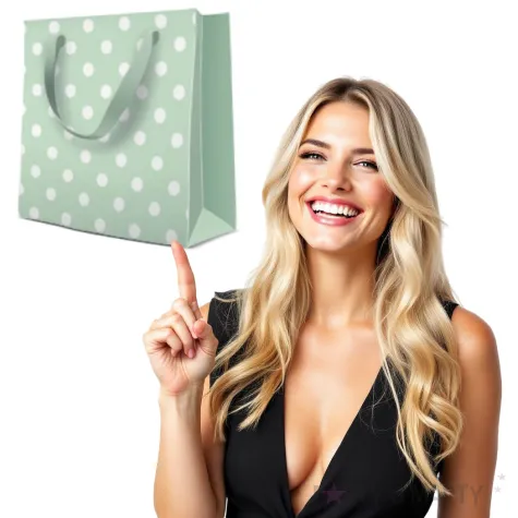 torebka prezentowa grochy mietowa paw 17x17 cm