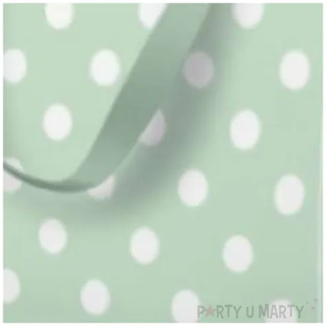 torebka prezentowa grochy mietowa paw 17x17 cm