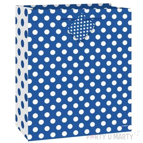 torebka prezentowa grochy niebieska unique 18x23 cm