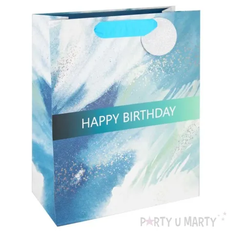 torebka prezentowa happy birthday pastel blekitny partypal 42x32 cm