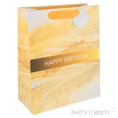 torebka prezentowa happy birthday pastele zolty partypal 32x26 cm