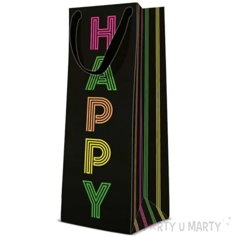 torebka prezentowa happy czarna paw 37x12 cm