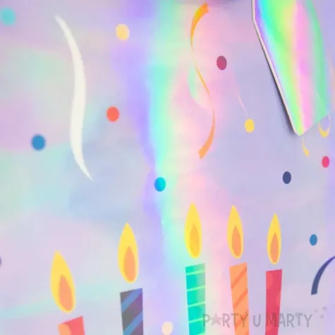 torebka prezentowa holograficzne tort urodzinowy partypal 42x32 cm