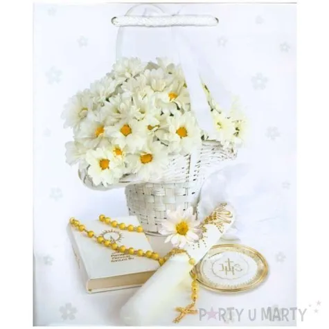 torebka prezentowa i komunia hostia i margaretki pol maki 19x23x10 5 cm