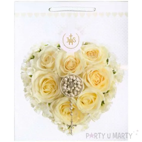 torebka prezentowa i komunia hostia rozaniec roze pol maki 19x23x10 5 cm