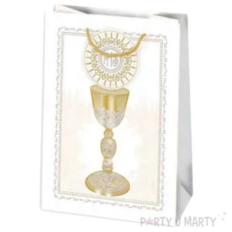 torebka prezentowa i komunia kielich z hostia w ramie pol maki 29x40x12 cm