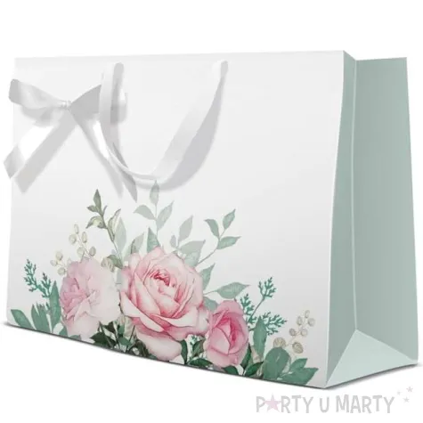 torebka prezentowa klasyczne roze paw 34x27 cm