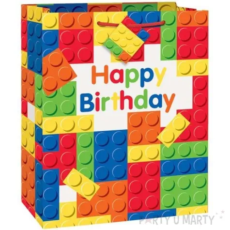 torebka prezentowa klocki happy birthday unique 32x27 cm