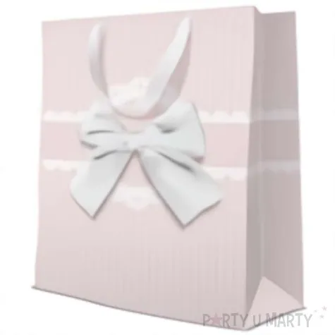 torebka prezentowa kokarda z rozem paw 26x33 cm