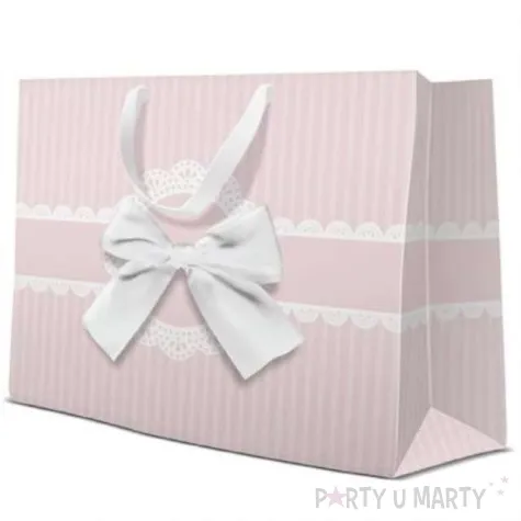 torebka prezentowa kokarda z rozem paw 33x26 cm