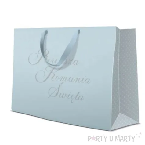 torebka prezentowa komunia polska premium blekitna paw 33 5x26 5 cm
