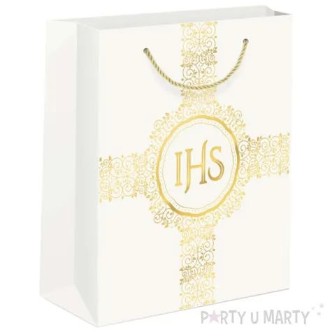 torebka prezentowa komunia swieta ihs krzyz partypal 15x20 cm