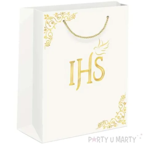 torebka prezentowa komunia swieta ihs zdobiona krawedz partypal 26x32 cm