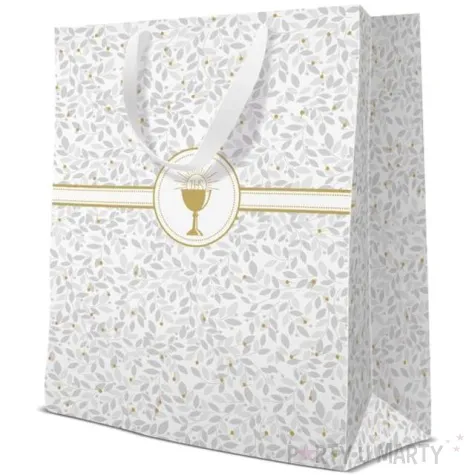 torebka prezentowa komunia swieta kielich paw 27x34 cm