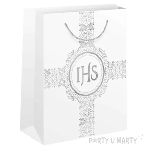 torebka prezentowa komunia swieta krzyz ihs partypal 15x20x10 cm