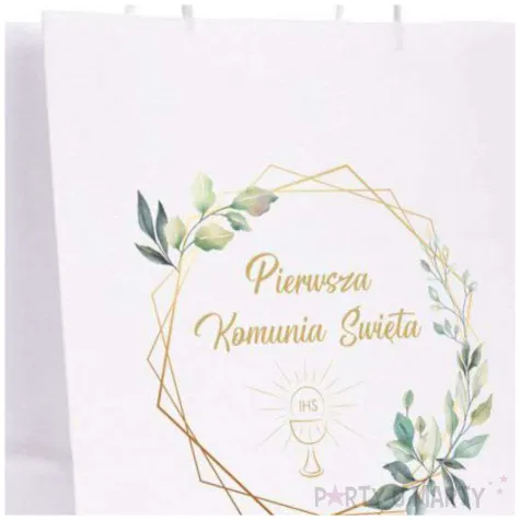 torebka prezentowa komunia swieta mietowa geometria 18x22 cm