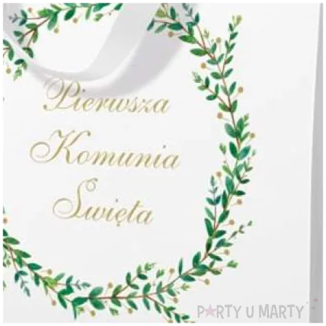 torebka prezentowa komunia swieta wianek paw 27x34 cm