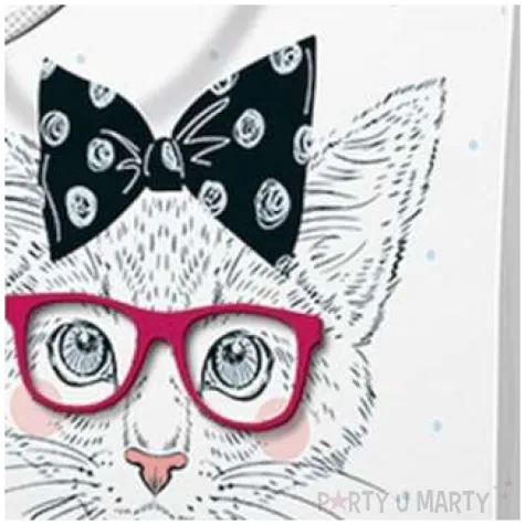 torebka prezentowa kotek w okularach paw 20x25 cm