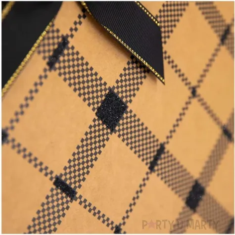 torebka prezentowa kratka duza gesta ukosna brazowy partypal 42 x 32 cm