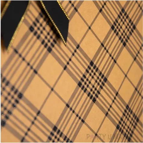 torebka prezentowa kratka mala szeroka brazowy partypal 19 x 13 5 cm