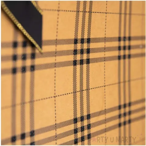 torebka prezentowa kratka mala szeroka ukosna brazowy partypal 19 x 13 5 cm