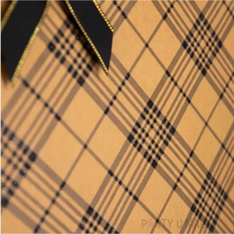 torebka prezentowa kratka srednia gesta brazowy partypal 32 x 26 cm