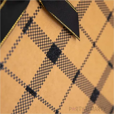 torebka prezentowa kratka srednia ukosna brazowy partypal 32 x 26 cm