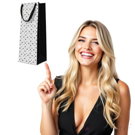 torebka prezentowa kropki bialo czarna paw 12x37 cm