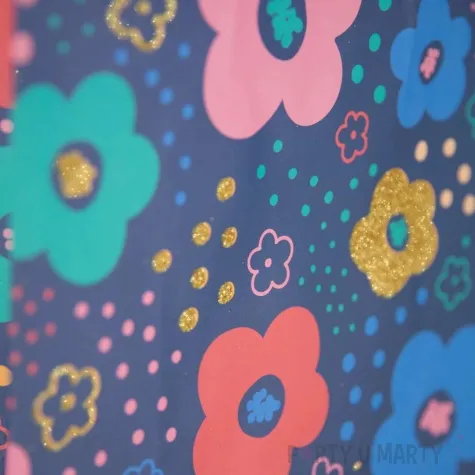 torebka prezentowa kwiaty i kropki granatowy partypal 25 5 x 21 x 10 cm