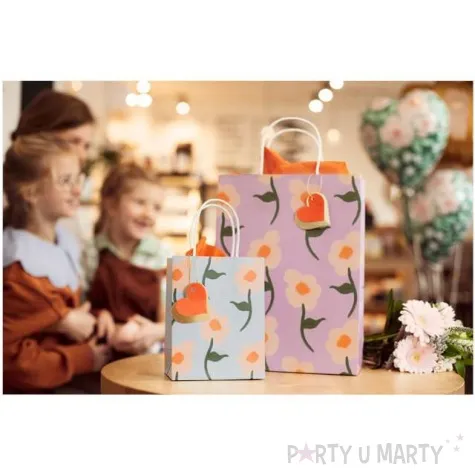 torebka prezentowa kwiaty rozowa partydeco 10x24x32 cm