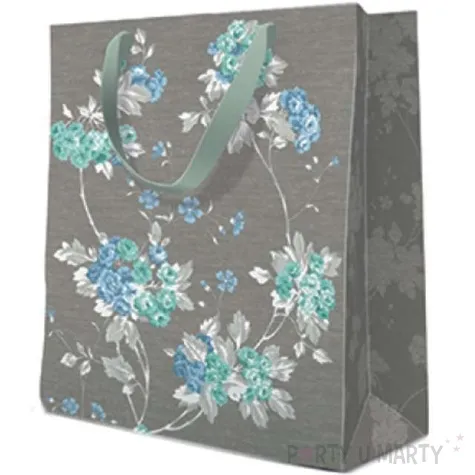 torebka prezentowa kwiaty szara paw 20x25x10 cm