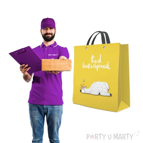 torebka prezentowa lama zolta paw 27x34x13 cm