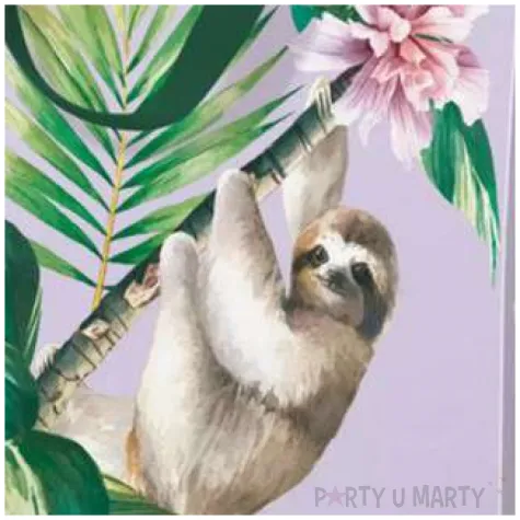 torebka prezentowa leniwiec fioletowa paw 20x25x10 cm