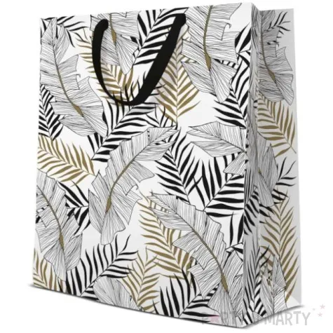 torebka prezentowa liscie paw 26x33 cm